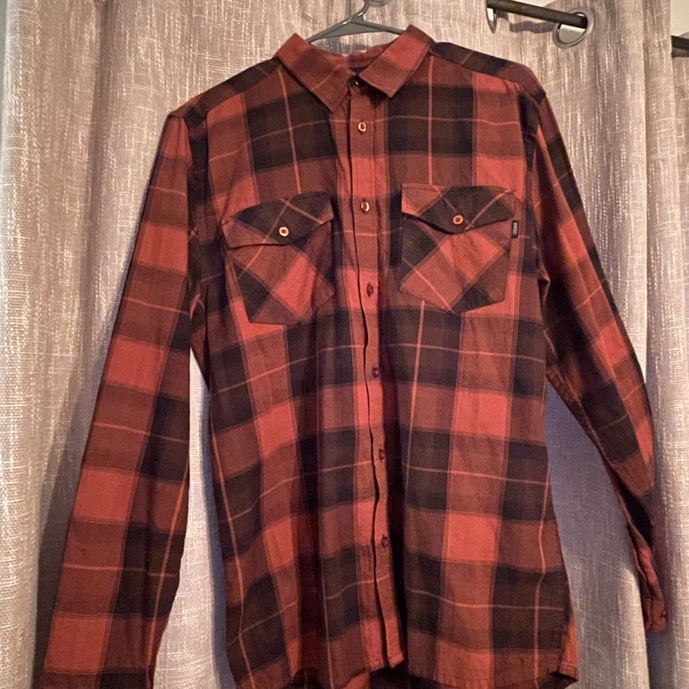 Wesc Men's Casual Plaid Shirt - Orange and Black